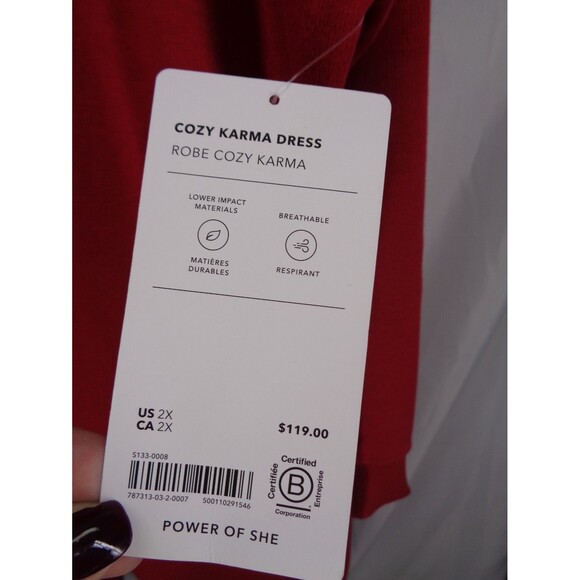 Athleta Red Cozy Karma Sweatshirt Dress Plus Size 2X New - Picture 13 of 15